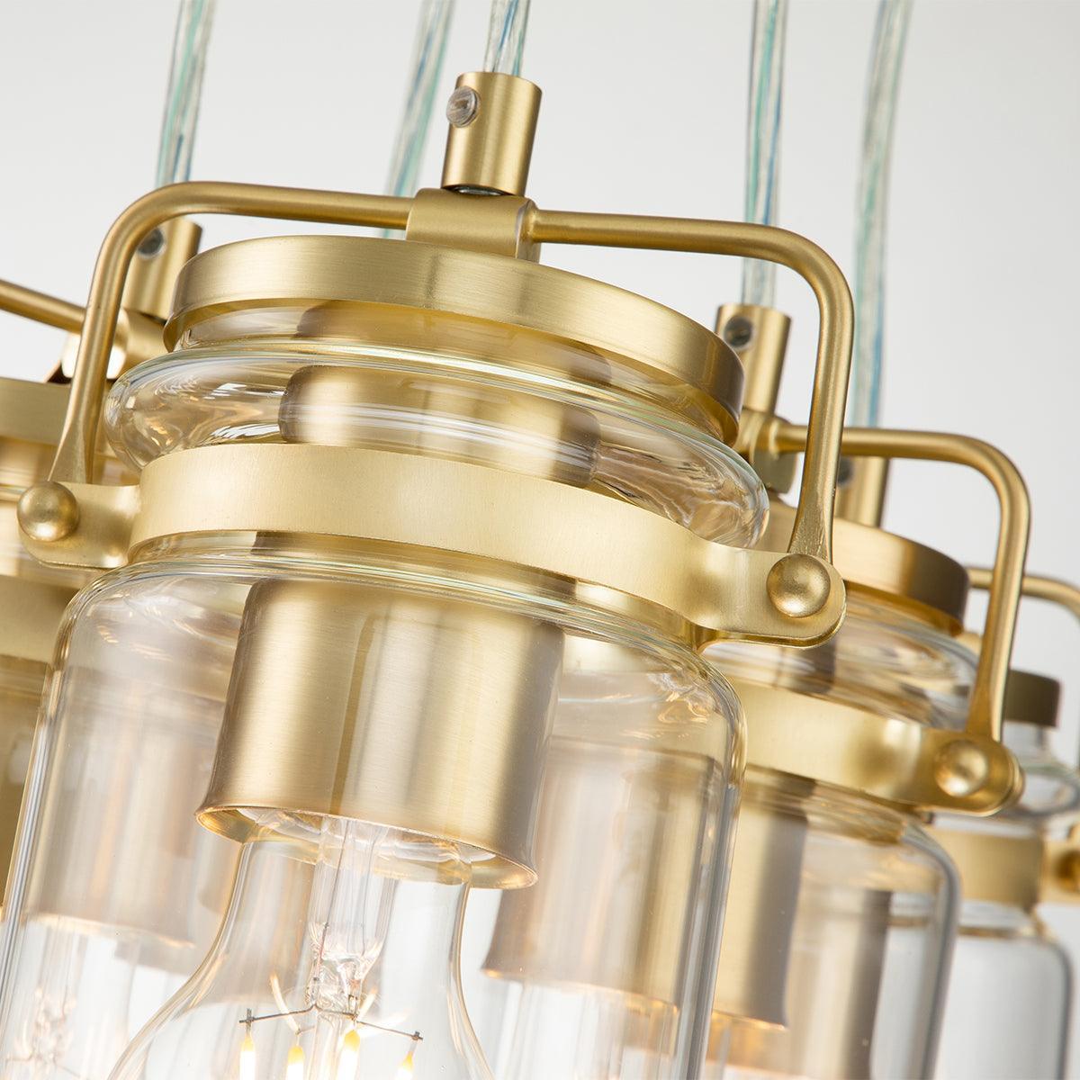 Kichler Brindley 6 Light Brass Pendant - Clear Glass Shades-Ceiling Pendant Lights-Elstead Lighting-3-Tiffany Lighting Direct