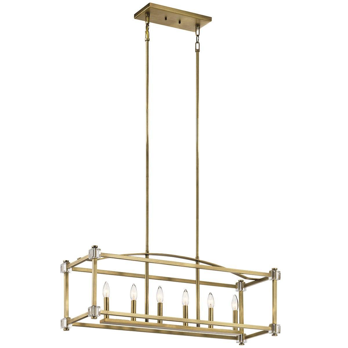 Kichler Cayden 6 Light Linear Brass Chandelier Ceiling-Elstead Lighting-1-Tiffany Lighting Direct