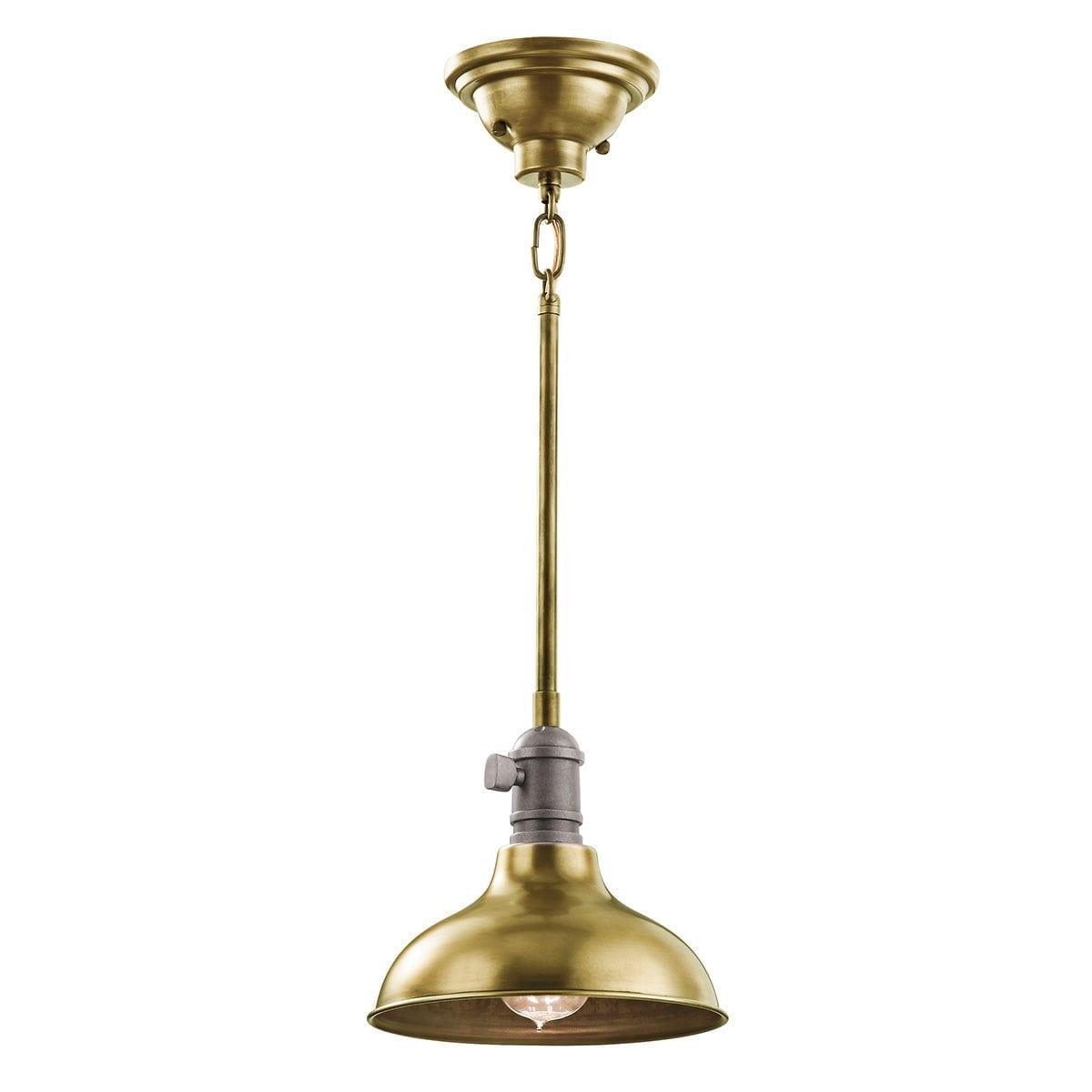 Kichler Cobson 1 Light Mini Natural Brass Ceiling Pendant-Ceiling Pendant Lights-Elstead Lighting-1-Tiffany Lighting Direct