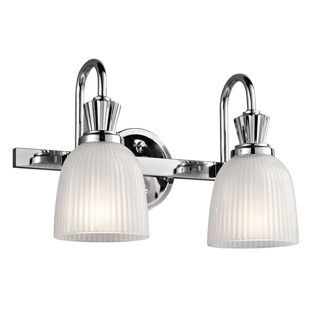 kichler cora 2 light polished chrome bathroom wall light