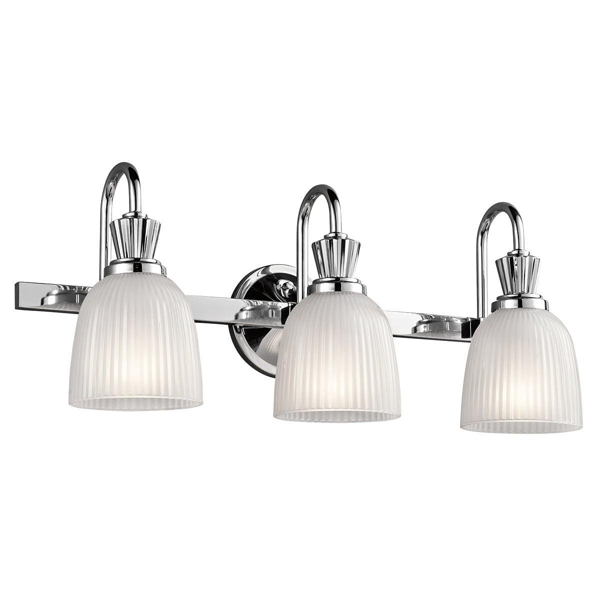 kichler cora 3 light polished chrome bathroom wall light