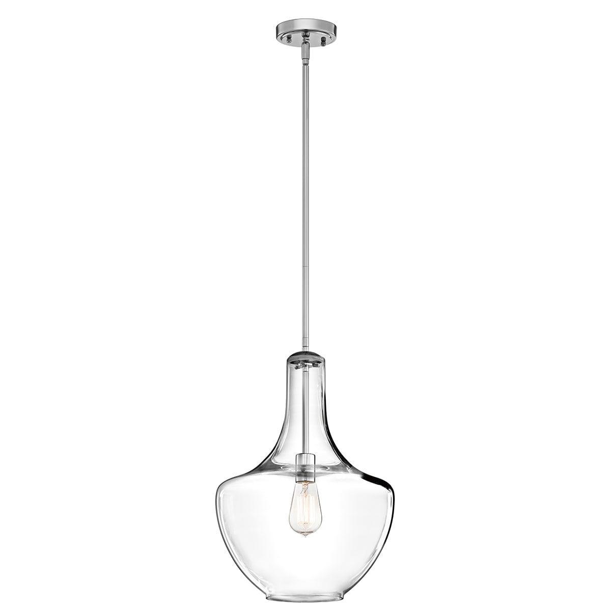 Kichler Everly 1 Light Medium Chrome Ceiling Pendant Light-Ceiling Pendant Lights-Elstead Lighting-1-Tiffany Lighting Direct
