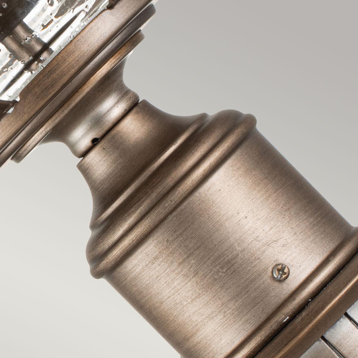 kichler halleron 3 light bronze outdoor pedestal lantern Close Up