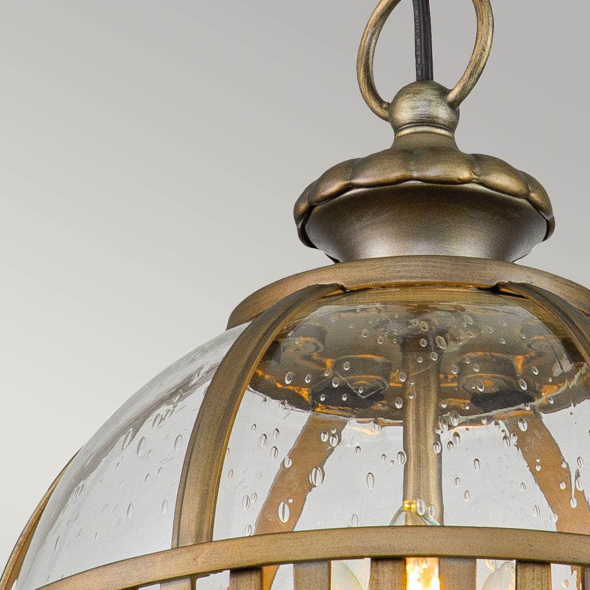 kichler halleron 3 light bronze outdoor chain lantern Close Up