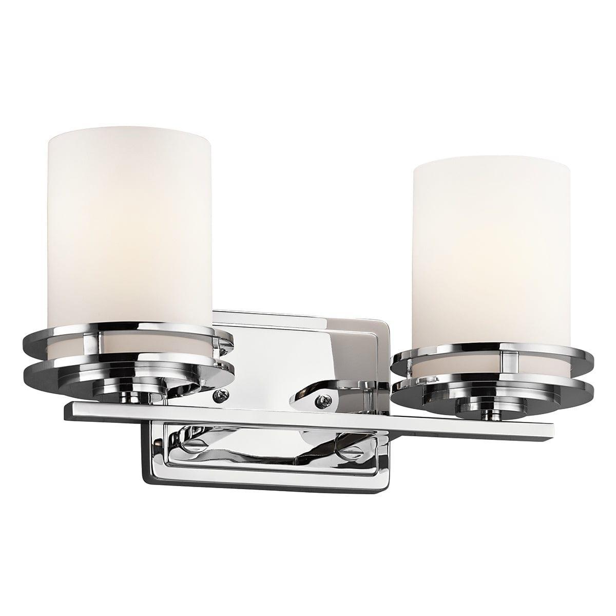 kichler hendrik 2 light polished chrome bathroom wall light