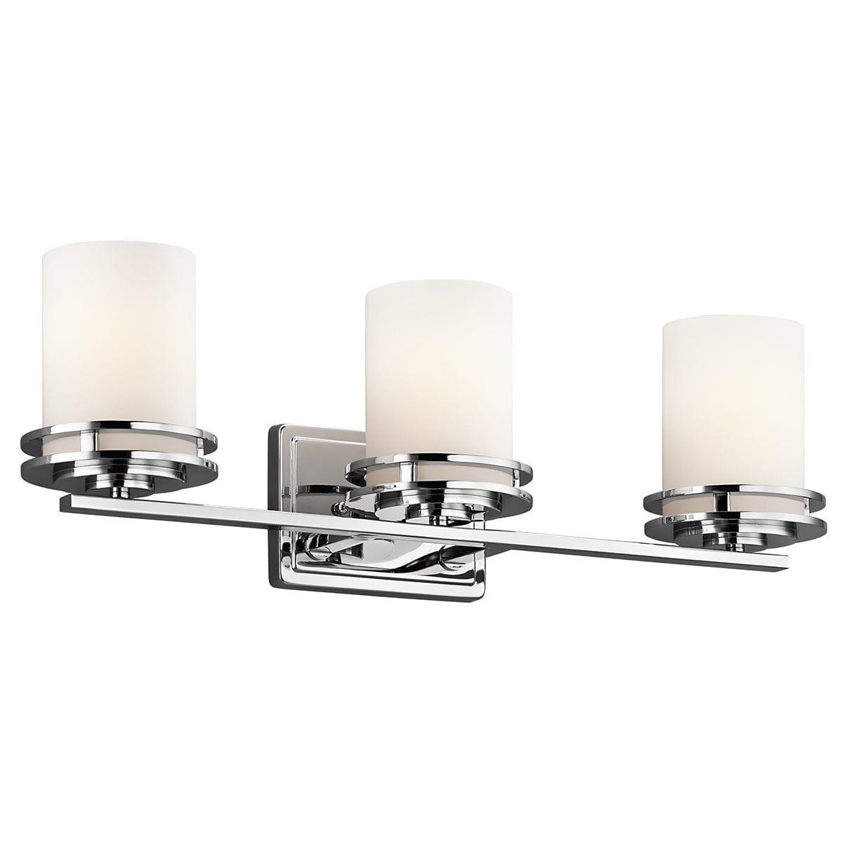 kichler hendrik 3 light polished chrome bathroom wall light