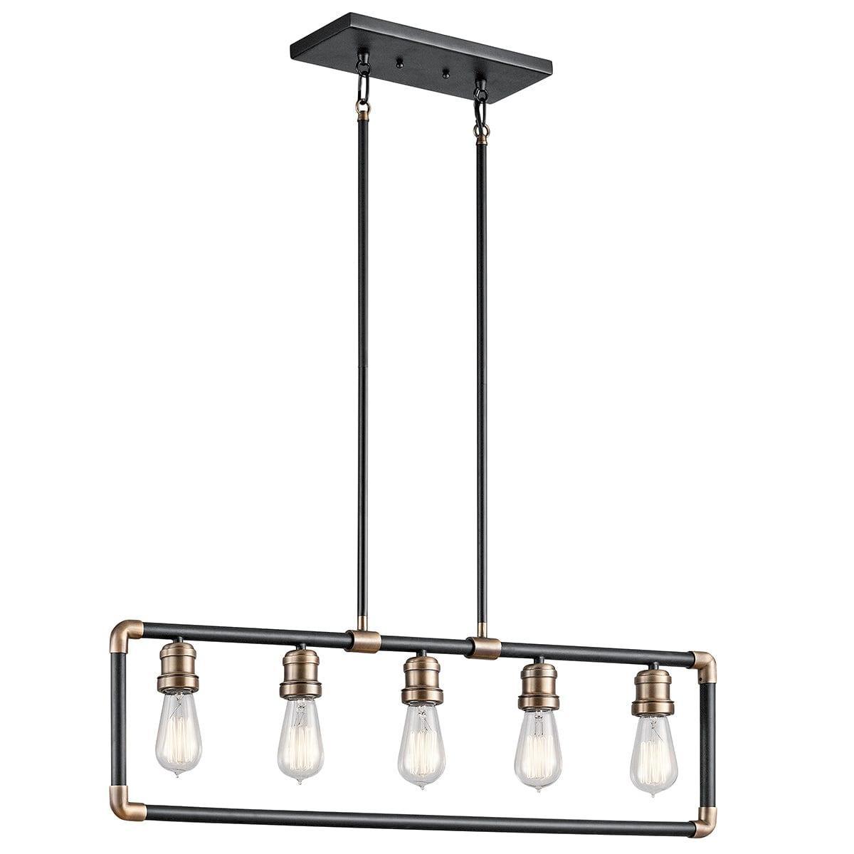 Kichler Imahn 5 Light Linear Chandelier - Black & Brass-Elstead Lighting-1-Tiffany Lighting Direct