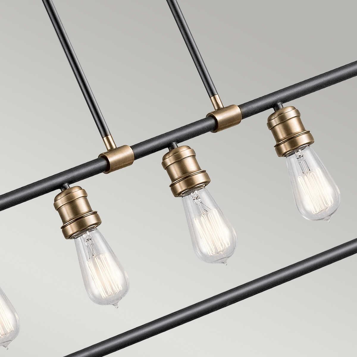 Kichler Imahn 5 Light Linear Chandelier - Black & Brass-Elstead Lighting-2-Tiffany Lighting Direct