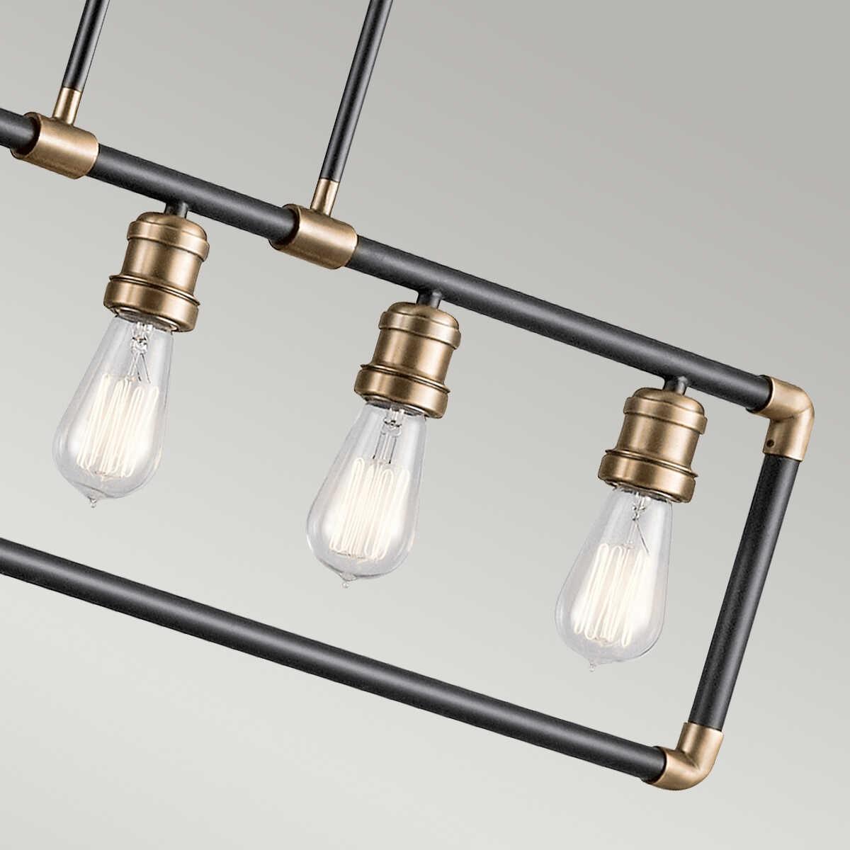 Kichler Imahn 5 Light Linear Chandelier - Black & Brass-Elstead Lighting-4-Tiffany Lighting Direct