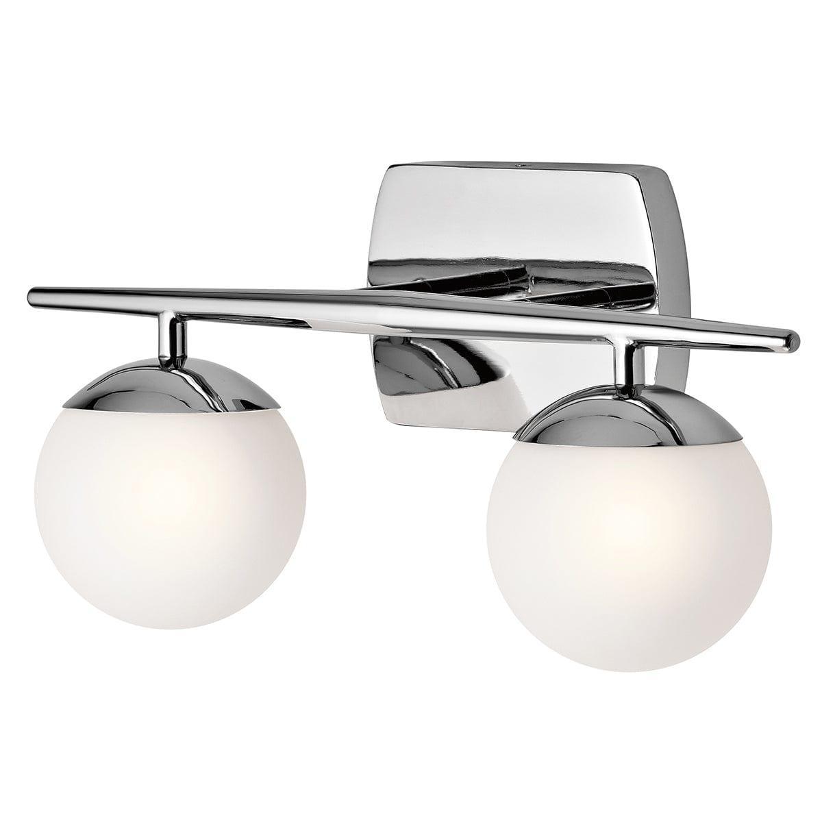 kichler jasper 2 light polished chrome bathroom wall light