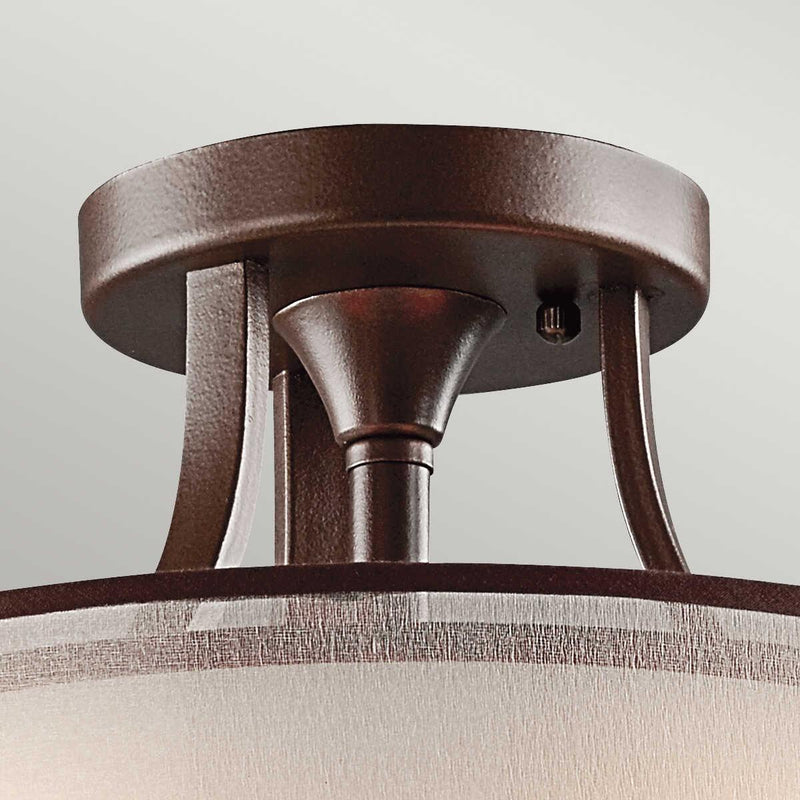 Kichler Lacey Mission Bronze Small Ceiling Semi-Flush Light Living room close up