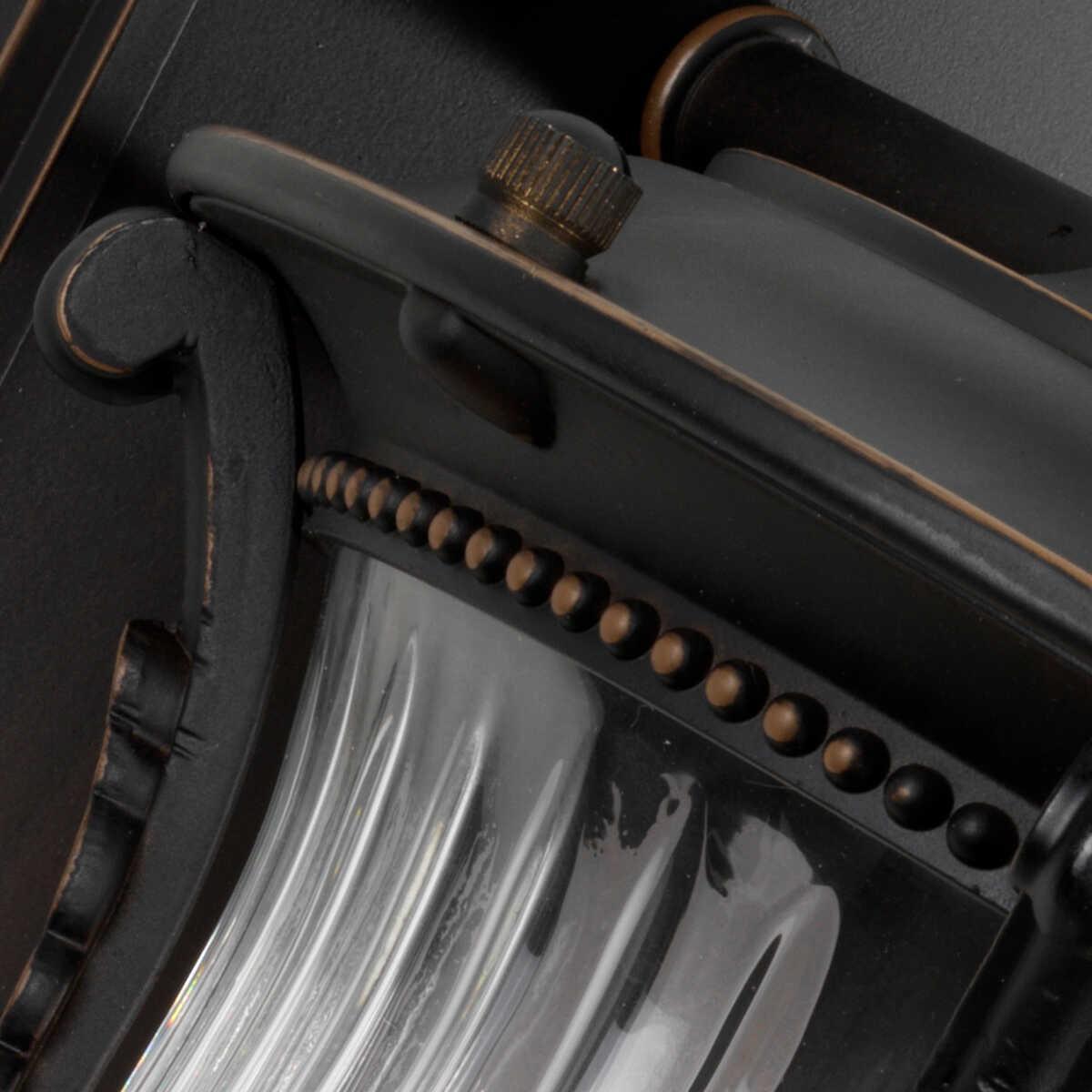 Elstead Luverne Rubbed Bronze Finish Small Outdoor Wall Lantern fitting close up