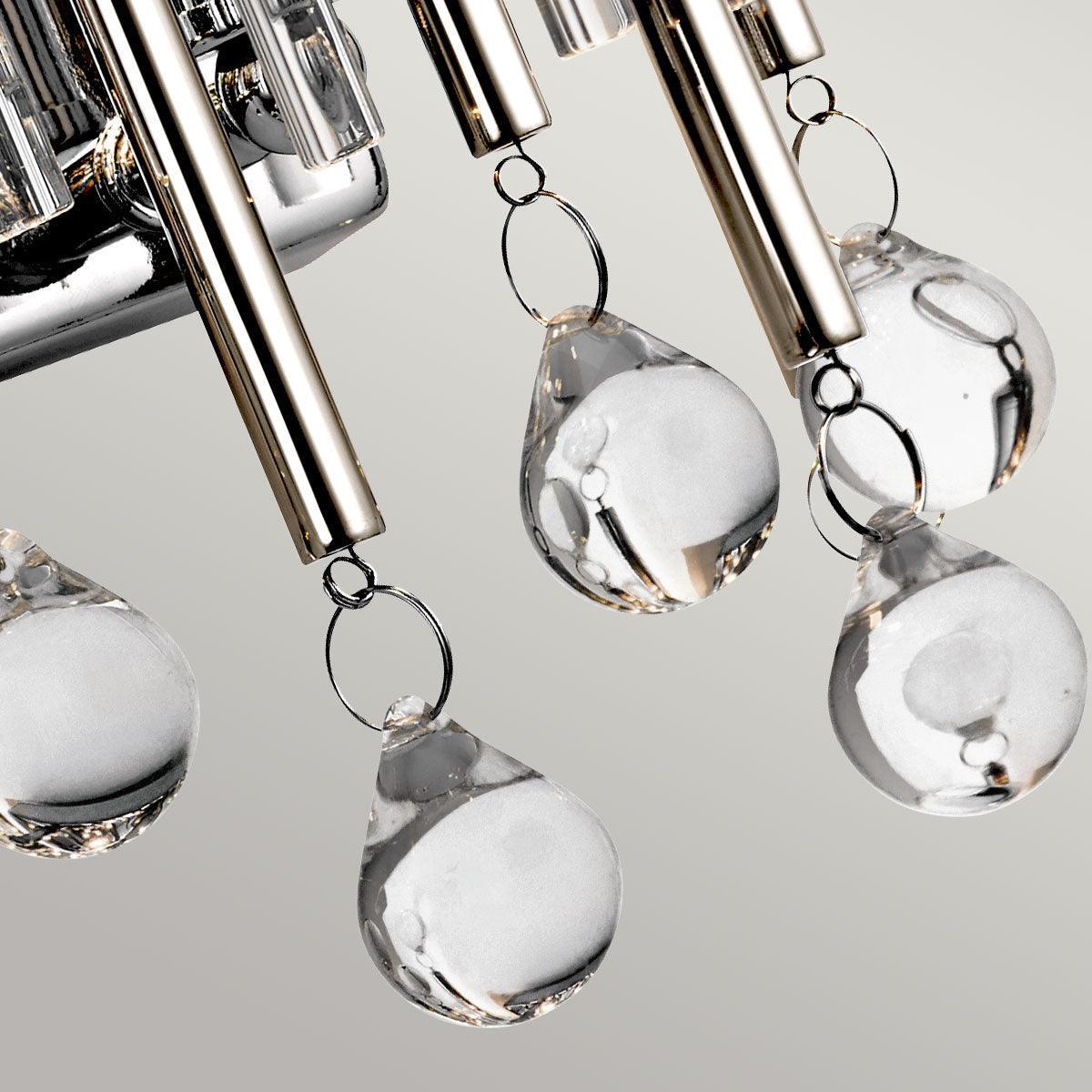 kichler piper 2 light chrome wall light glass rods drops IP rating image