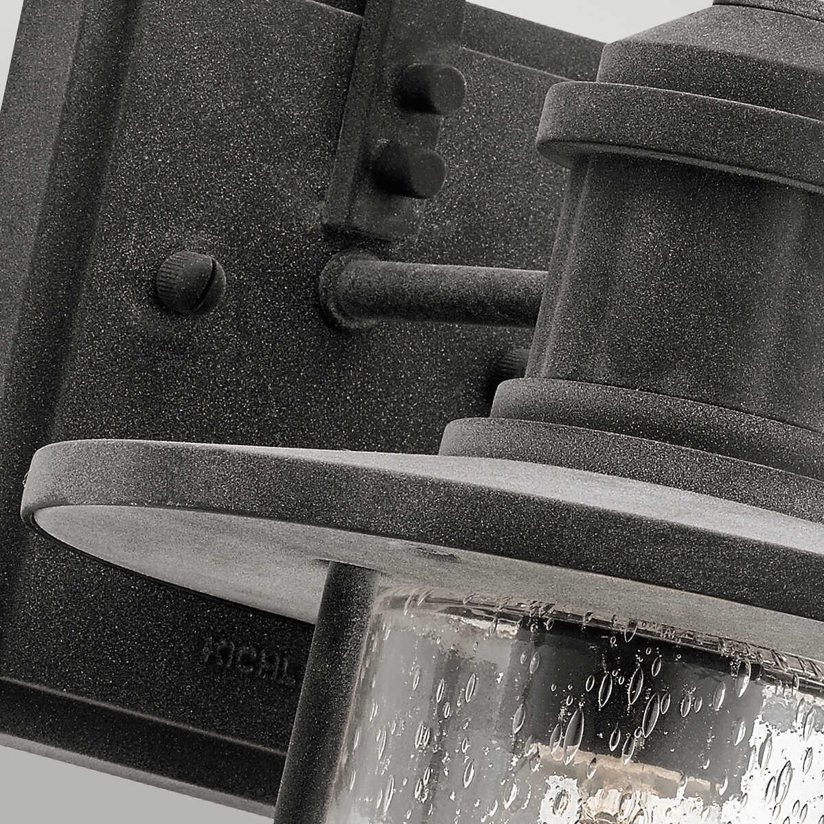 kichler riverwood medium zinc outdoor wall lantern Close Up LED Bulb