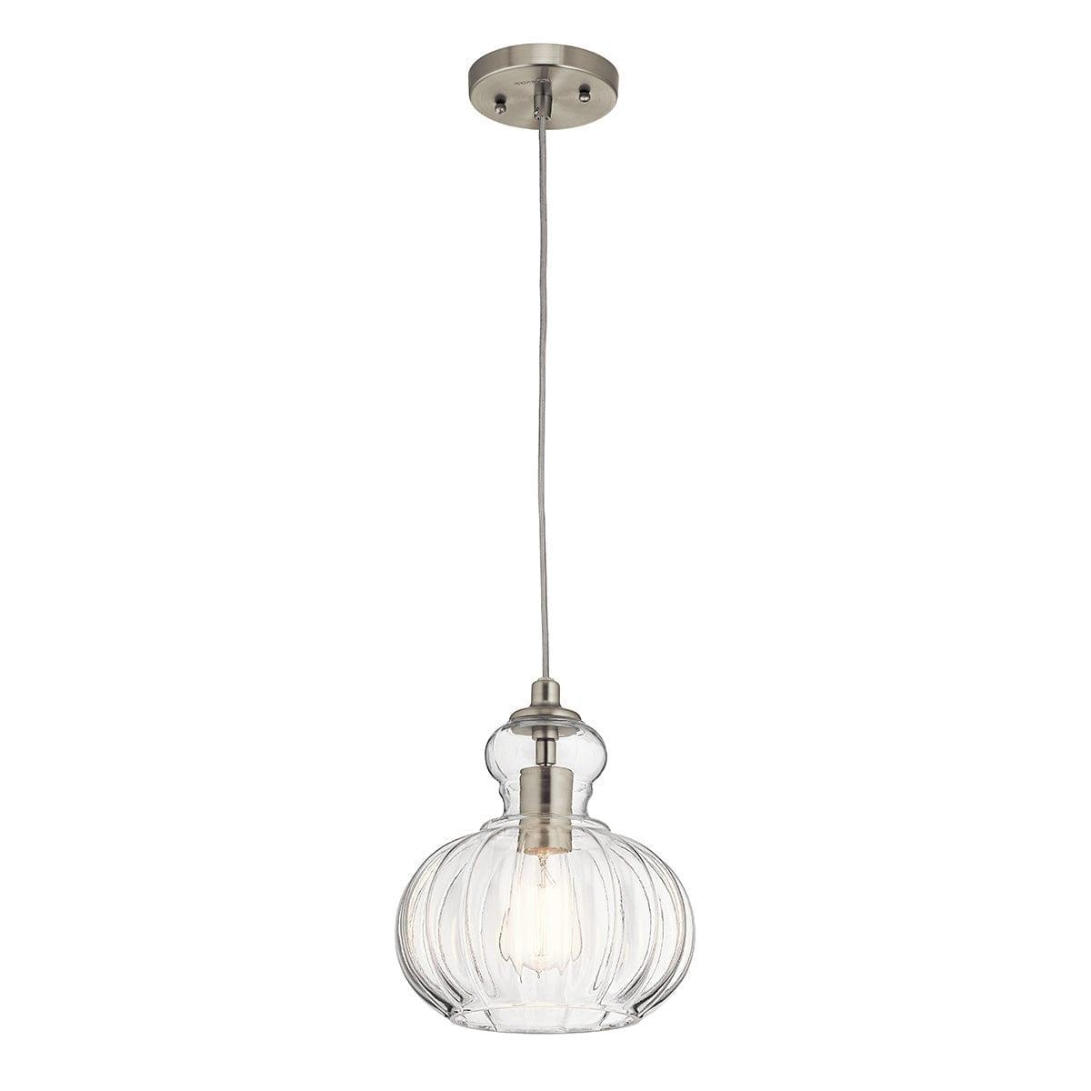 Kichler Riviera 1 Light Brushed Nickel Pendant Ceiling - 23cm-Ceiling Pendant Lights-Elstead Lighting-1-Tiffany Lighting Direct