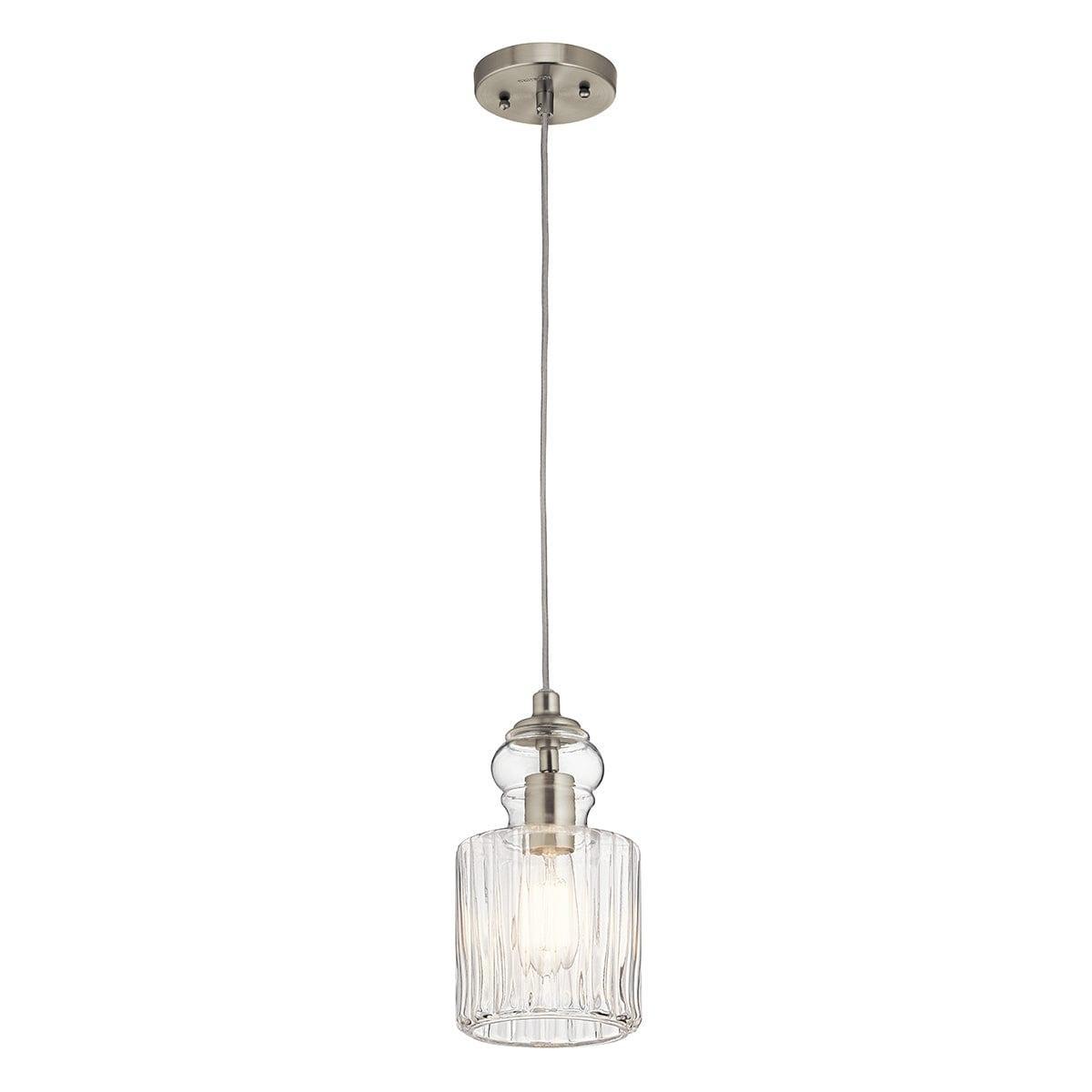 Kichler Riviera 1 Light Brushed Nickel Pendant Ceiling - 15cm-Ceiling Pendant Lights-Elstead Lighting-1-Tiffany Lighting Direct