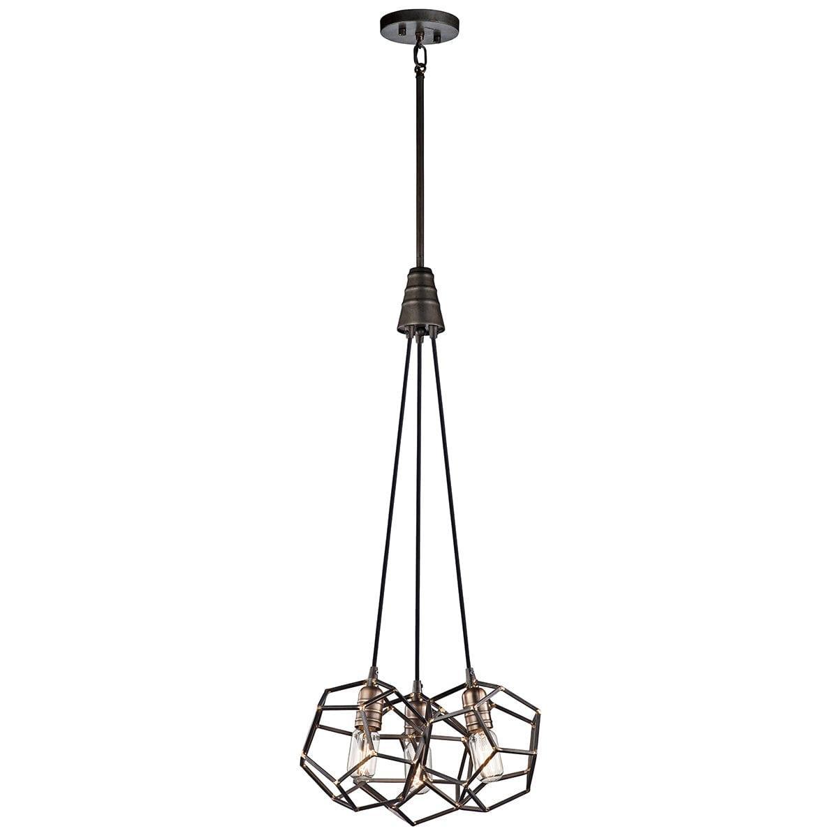 Kichler Rocklyn 3 Light Chandelier Ceiling Light - Raw Steel-Elstead Lighting-1-Tiffany Lighting Direct