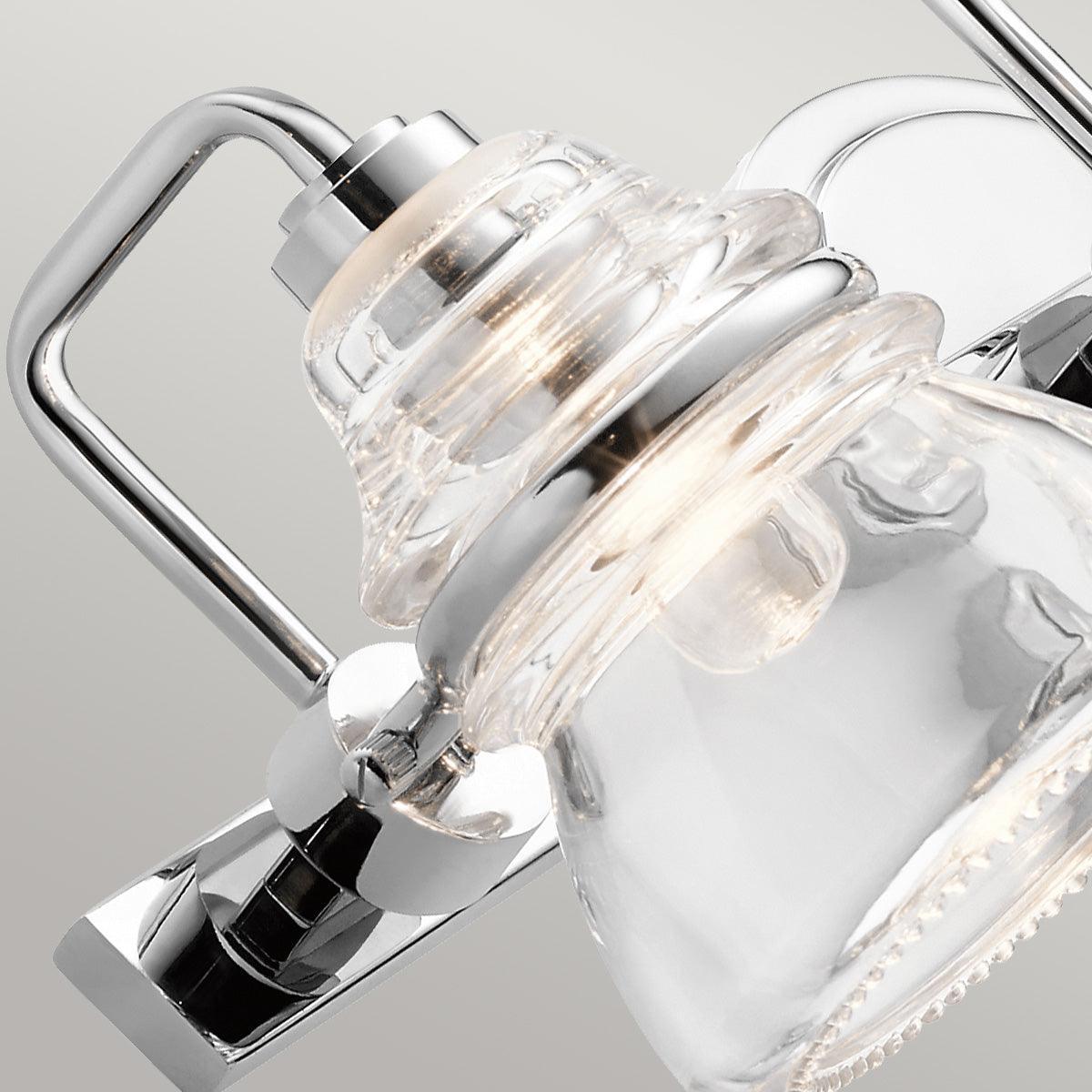 kichler talland 3 light chrome bathroom wall light Close Up