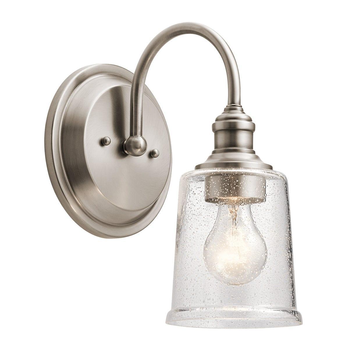 kichler waverly 1 light pewter wall light