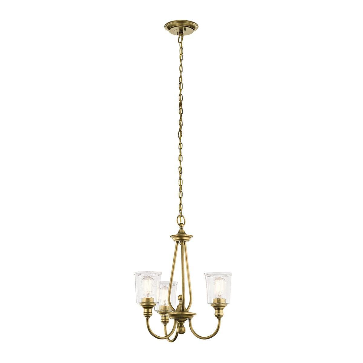 Kichler Waverly 3 Light Chandelier - Natural Brass-Elstead Lighting-1-Tiffany Lighting Direct
