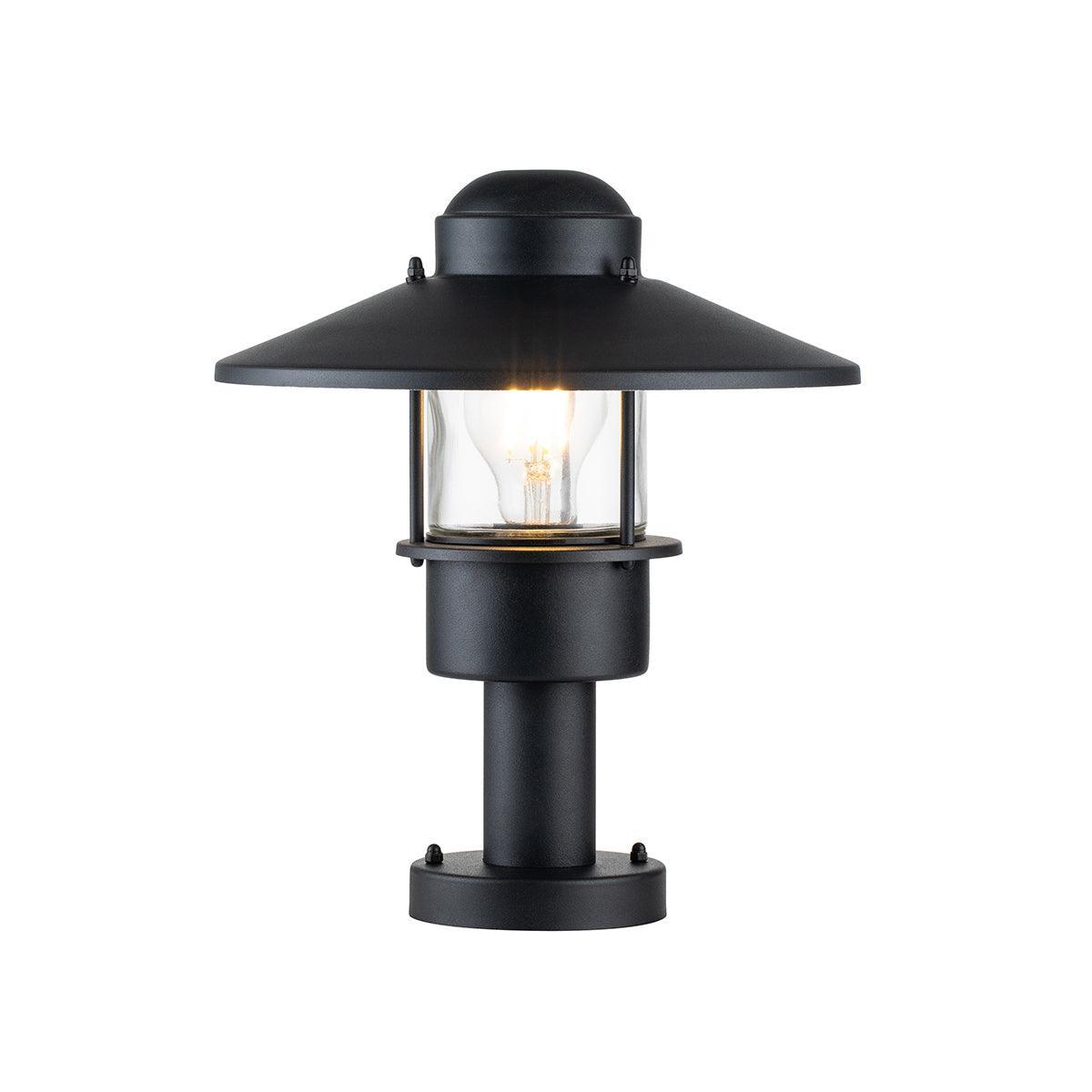 elstead klampenborg 1 light black outdoor pedestal