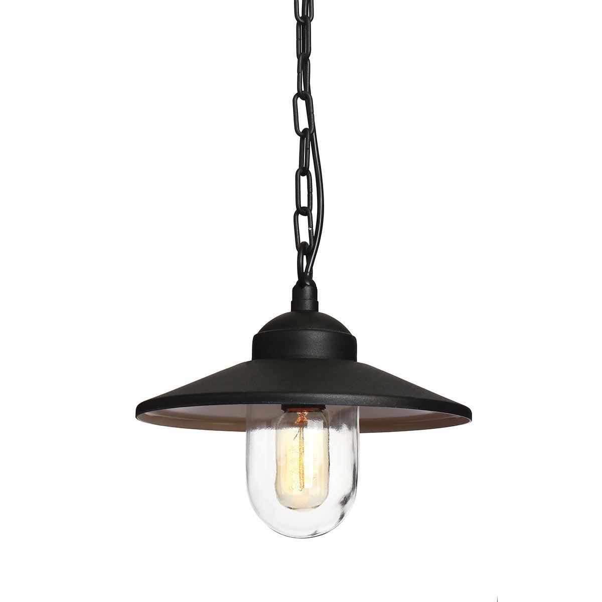elstead klampenborg 1 light black outdoor chain lantern