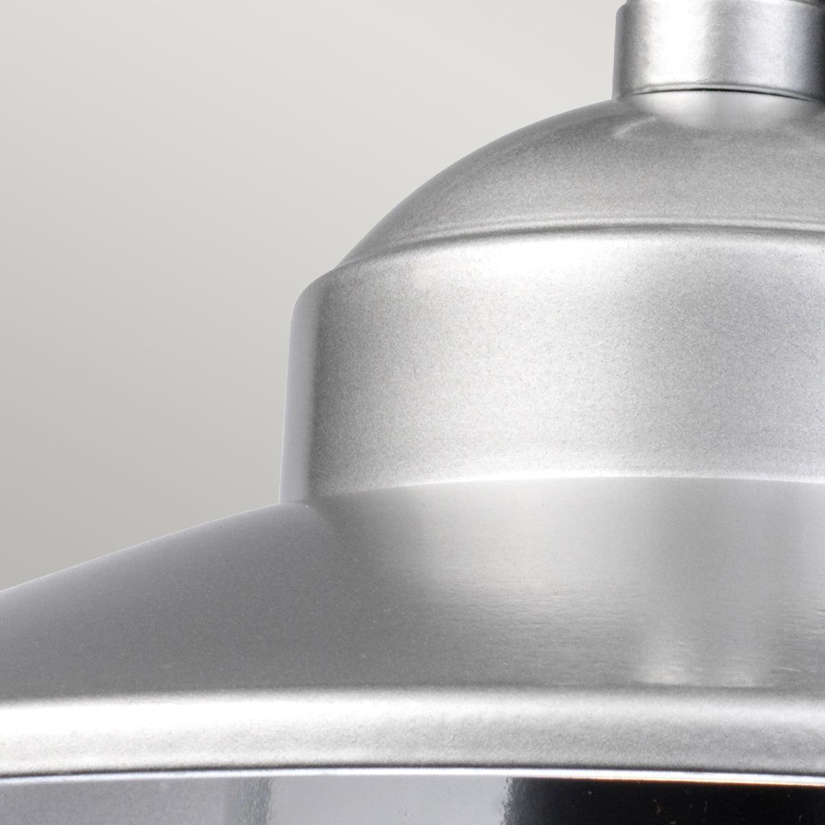 elstead klampenborg silver outdoor pendant lantern close up LED Bulb