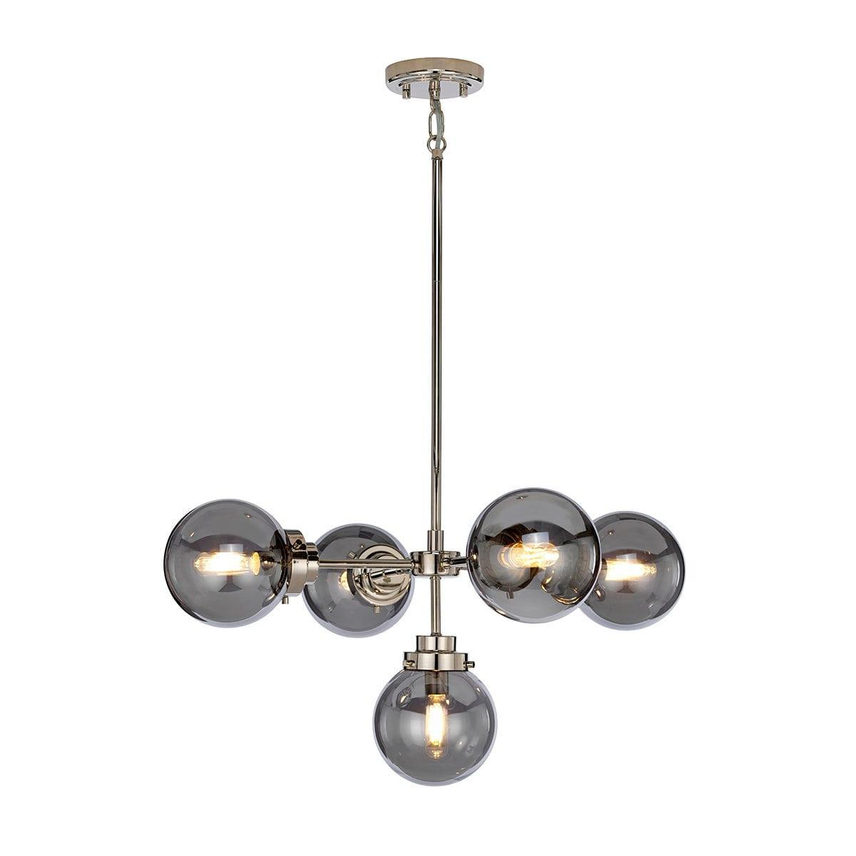 Elstead Lighting Kula 5 Light Chandelier - Polished Nickel-Elstead Lighting-1-Tiffany Lighting Direct