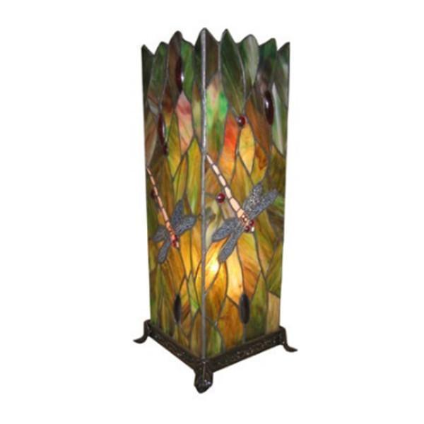 Green Dragonfly Large Square Tiffany Lamp