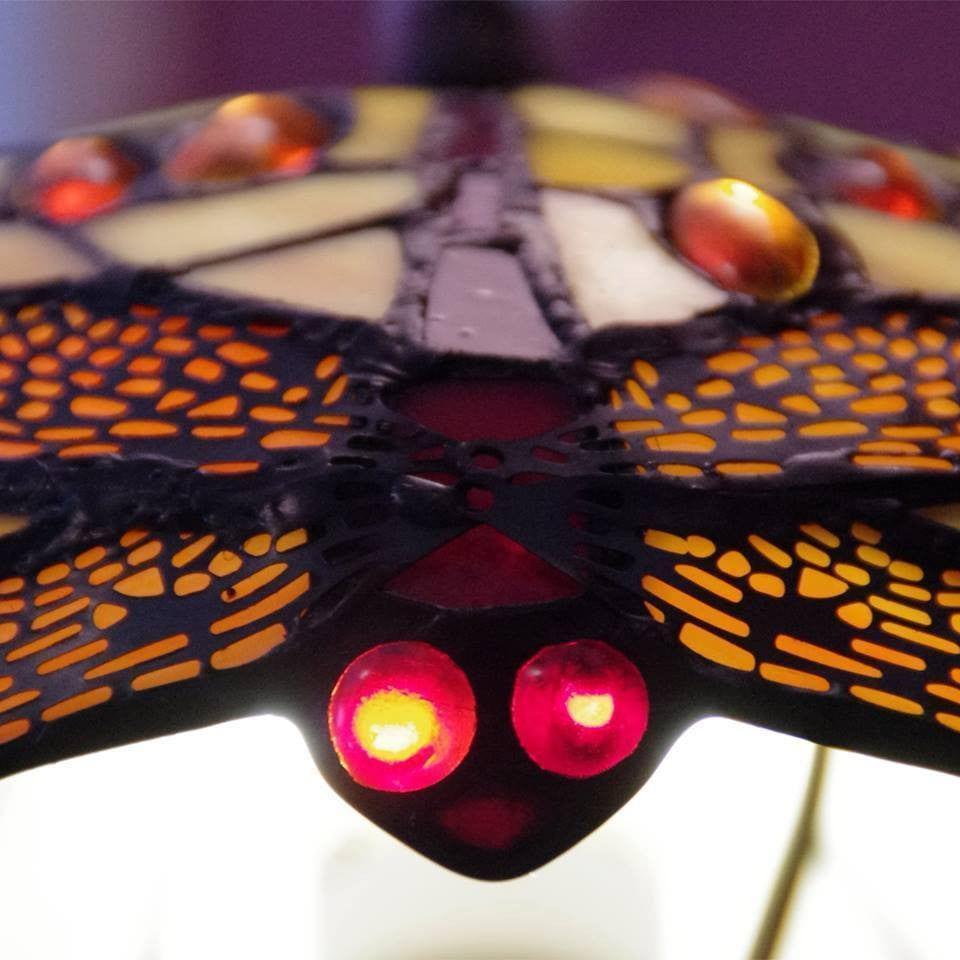Large Tiffany Lamps - Golden Dragonfly Large Tiffany Lamp