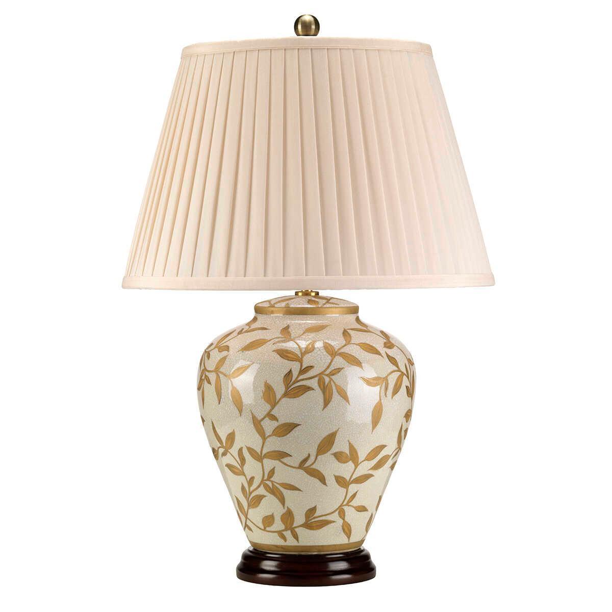 leaves gold ceramic table lamp unlit
