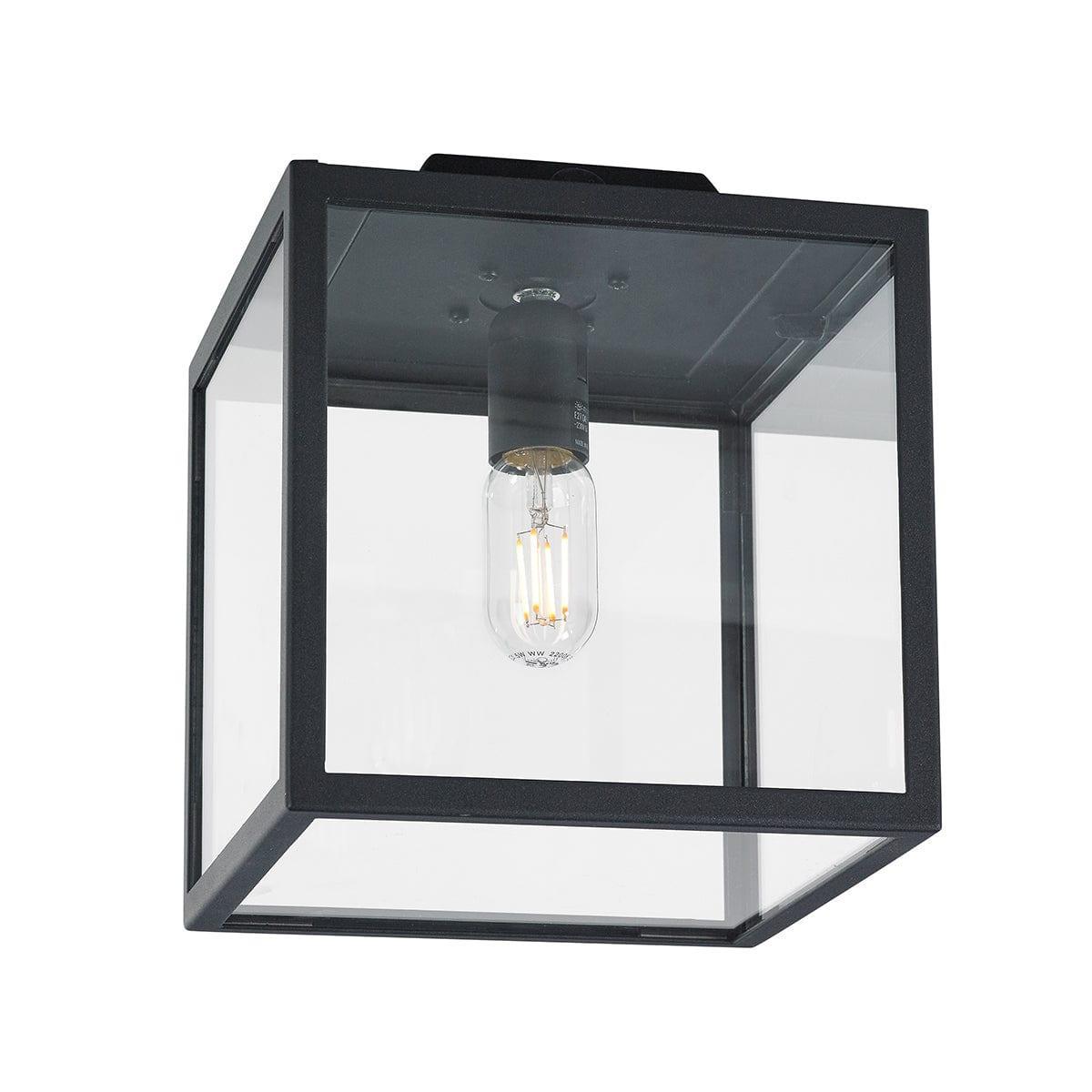 norlys lofoten black cube flush outdoor ceiling light