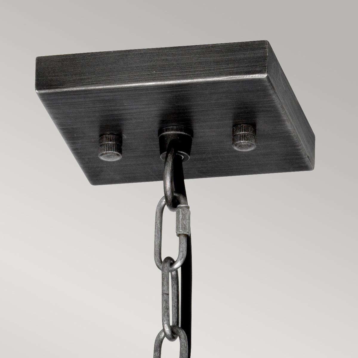 Elstead Louvre 1 Light Gunmetal Pendant - Clear Glass Slats-Ceiling Pendant Lights-Elstead Lighting-5-Tiffany Lighting Direct