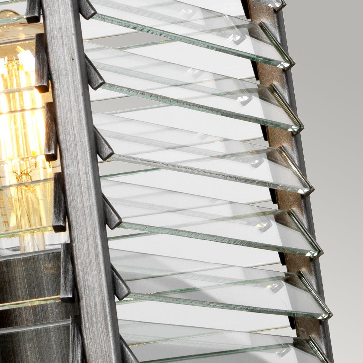 Elstead Louvre 4 Light Gunmetal Pendant - Clear Glass Slats-Ceiling Pendant Lights-Elstead Lighting-3-Tiffany Lighting Direct
