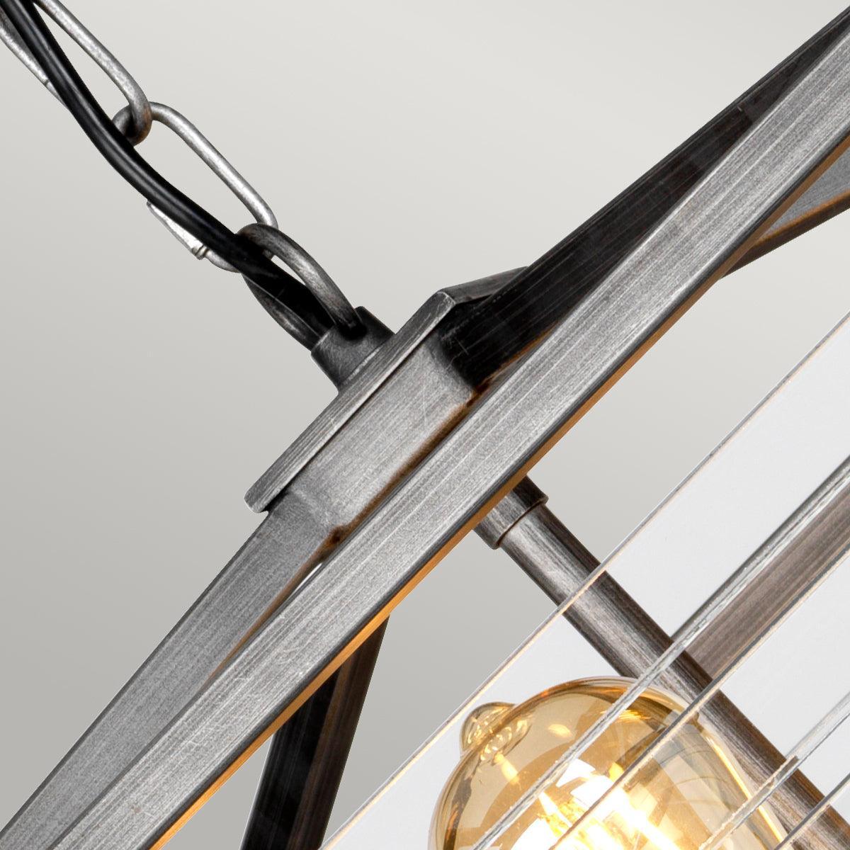 Elstead Louvre 6 Light Gunmetal Pendant - Clear Glass Slats-Ceiling Pendant Lights-Elstead Lighting-6-Tiffany Lighting Direct