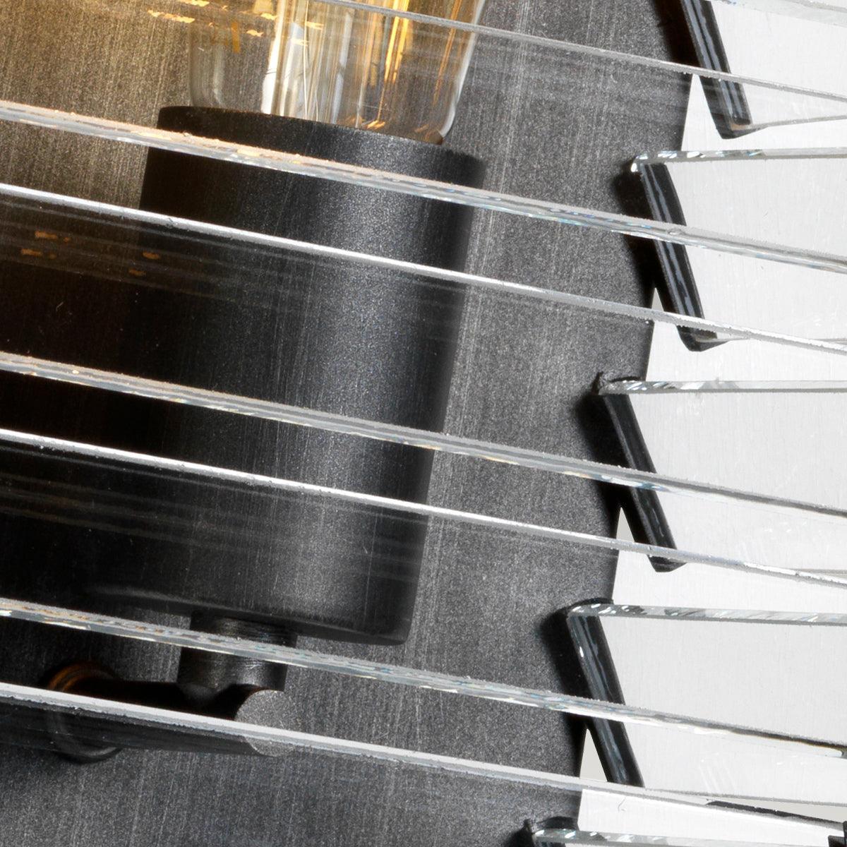 elstead louvre 2 light gunmetal wall light glass slats Close Up