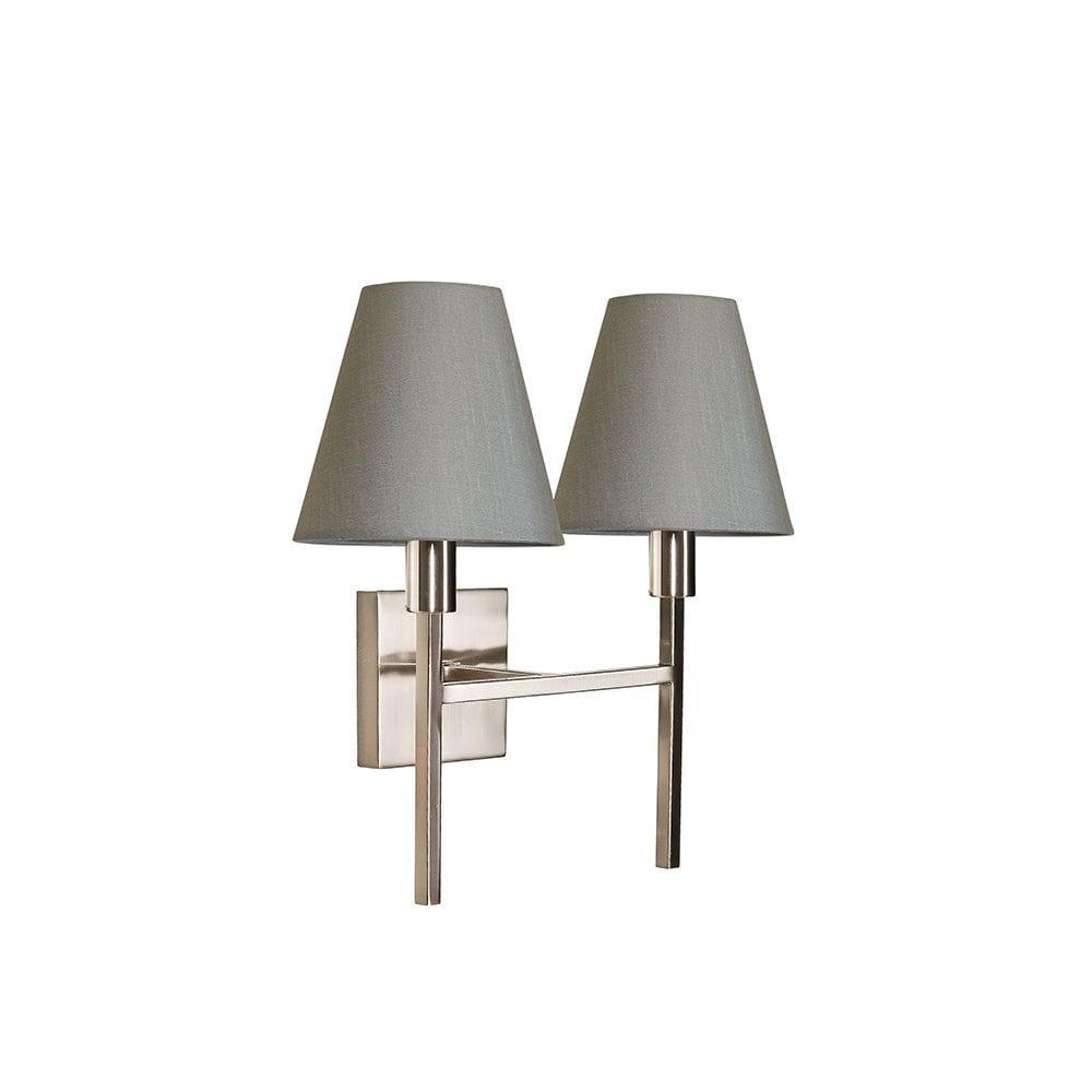 lucerne 2 light brushed nickel wall light elstead lighting