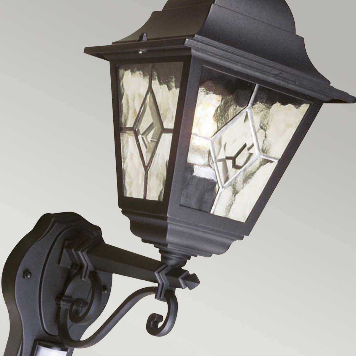 elstead norfolk black finish outdoor pir wall lantern Close Up LED Bulb