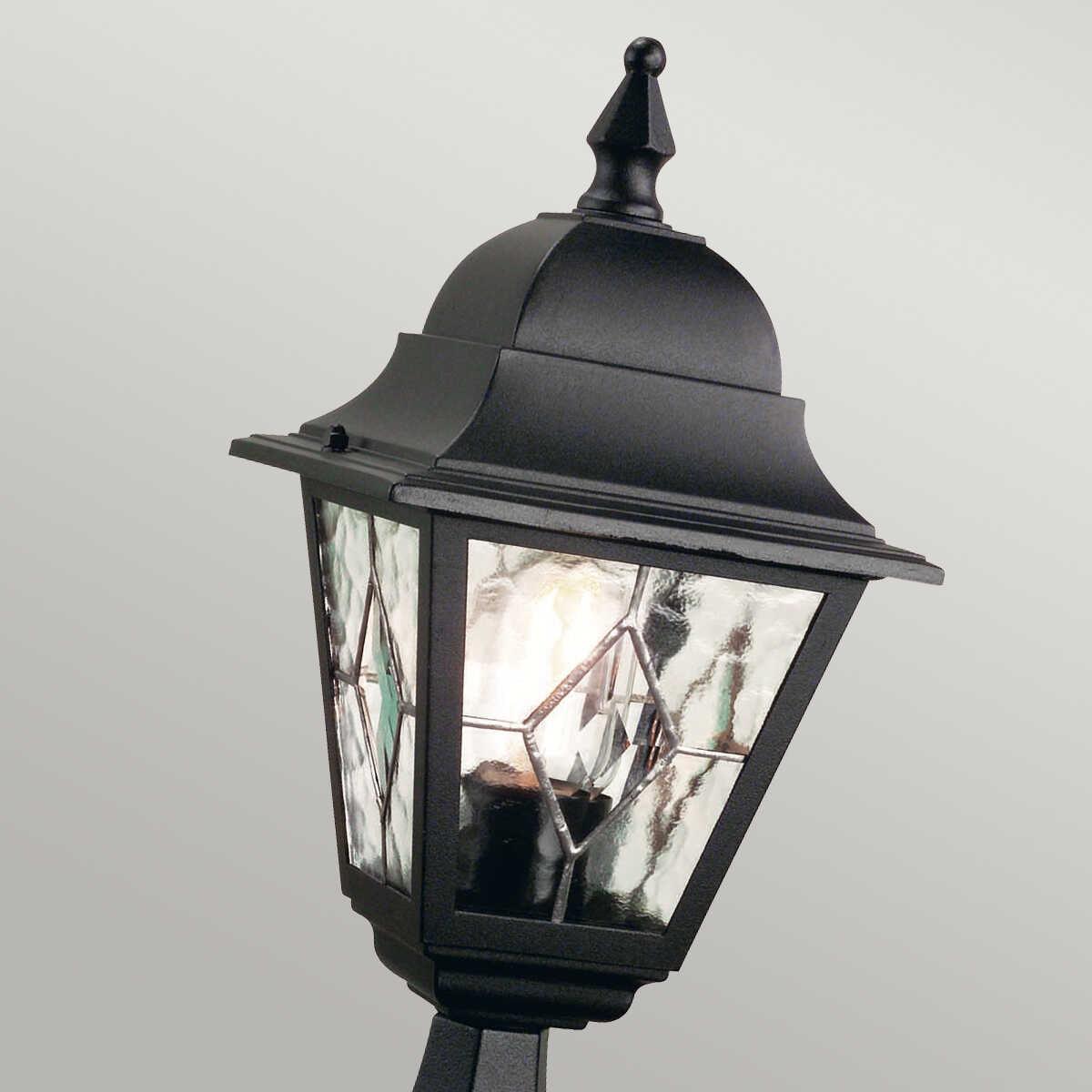 elstead norfolk black finish outdoor pedestal lantern Detailed Close Up