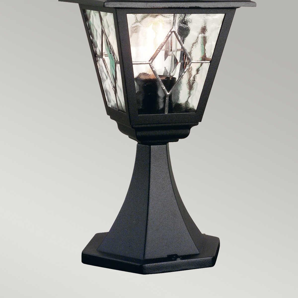 elstead norfolk black finish outdoor pedestal lantern Living Room Close Up