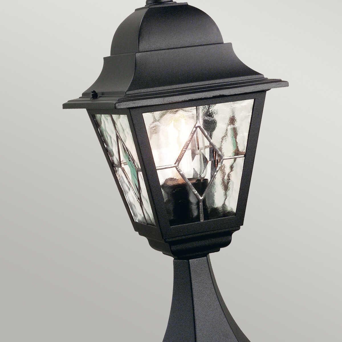 elstead norfolk black finish outdoor pedestal lantern Close Up LED Bulb