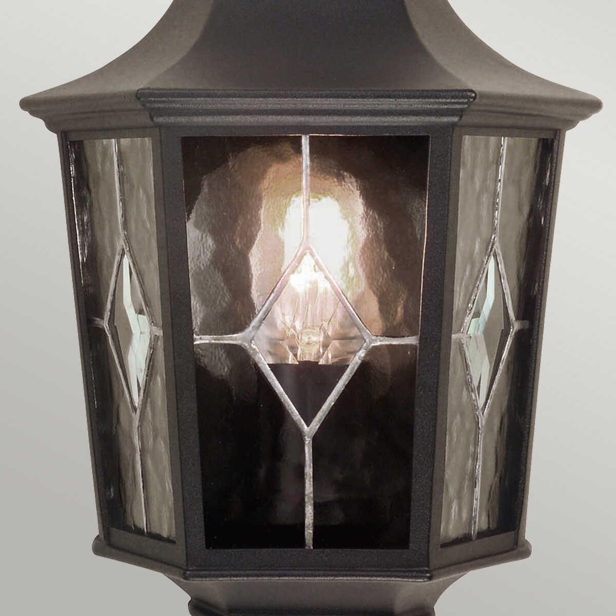 elstead norfolk black finish outdoor half wall lantern Close Up LED Bulb