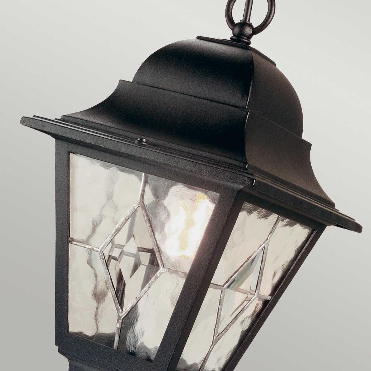 elstead norfolk black finish outdoor pendant lantern Close Up LED Bulb