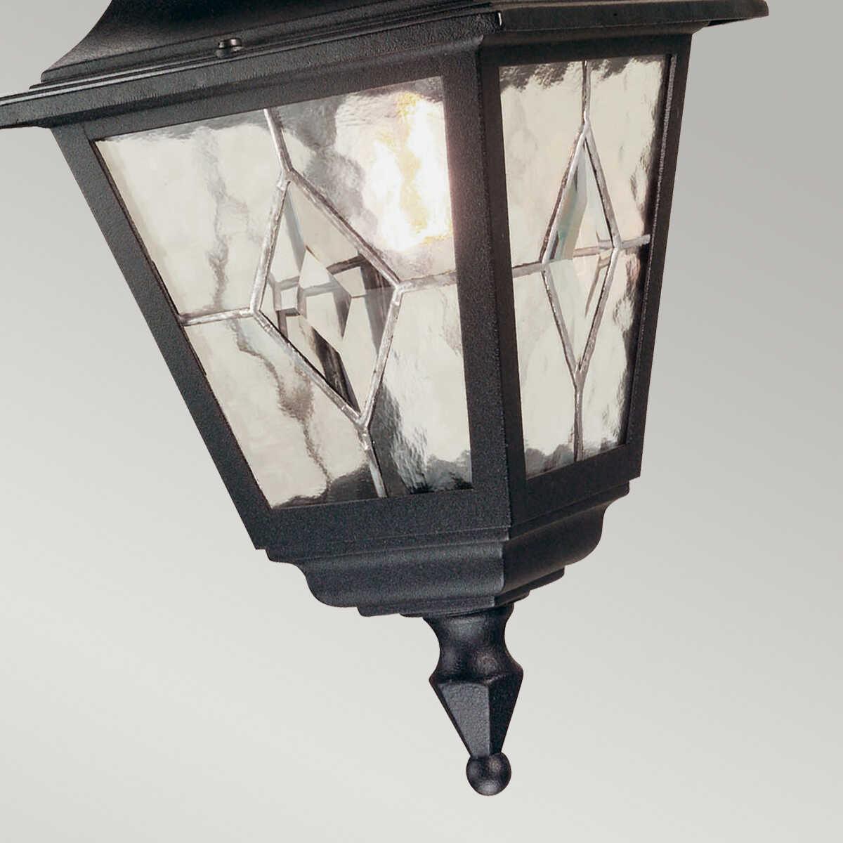 elstead norfolk black finish outdoor pendant lantern Detailed Close Up