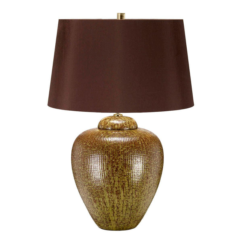 Oakleigh Park Green/Brown Ceramic Table Lamp Elstead unlit
