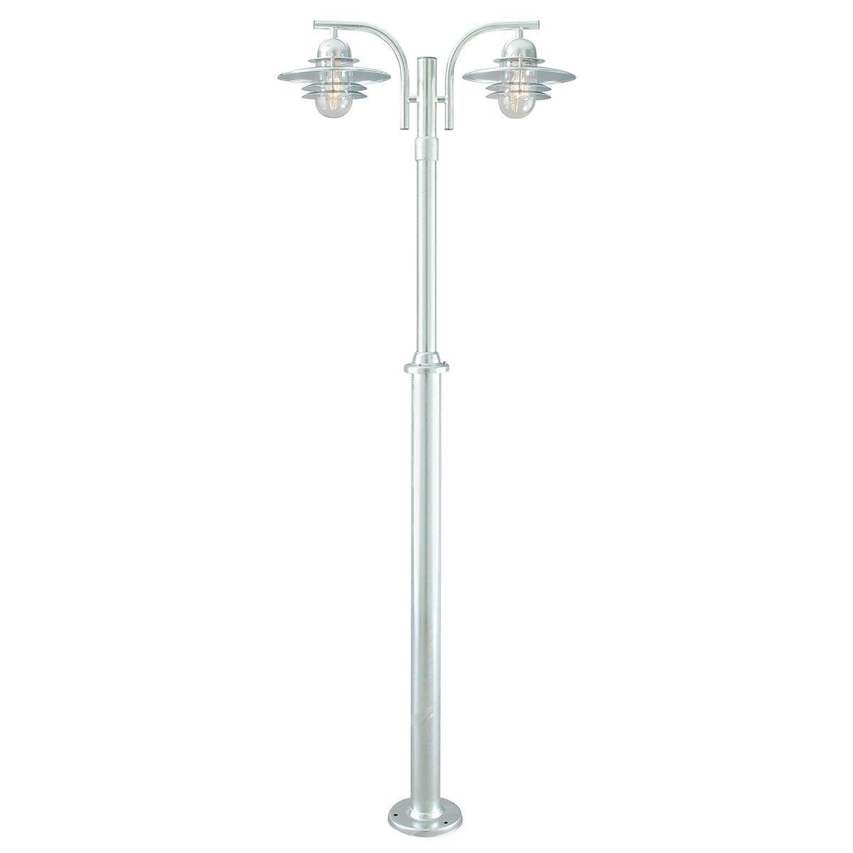 norlys oslo 2 light galvanized outdoor lamp post