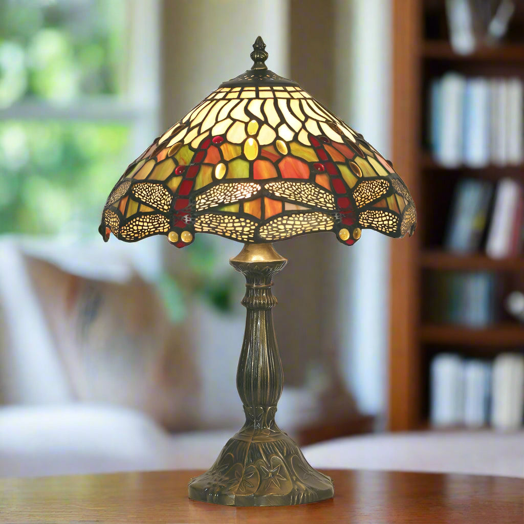 oaks dragonfly tiffany medium table lamp