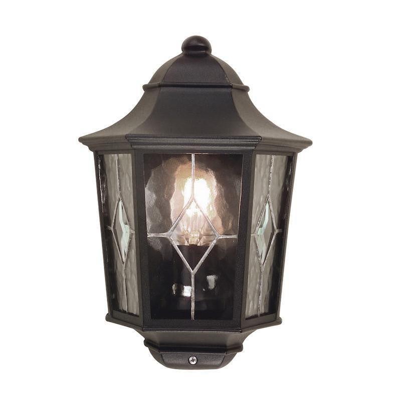 Elstead Norfolk Black Finish Outdoor Half Wall Lantern