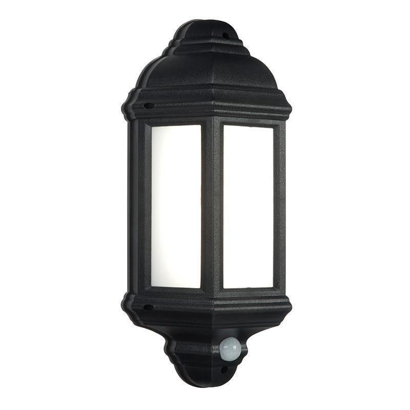 endon halbury pir matt black textured finish outdoor wall light 54553by saxby lighting