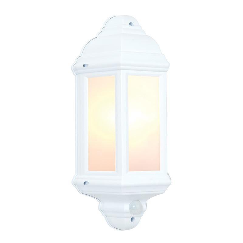 endon halbury pir matt white textured finish outdoor wall light 54556by saxby lighting